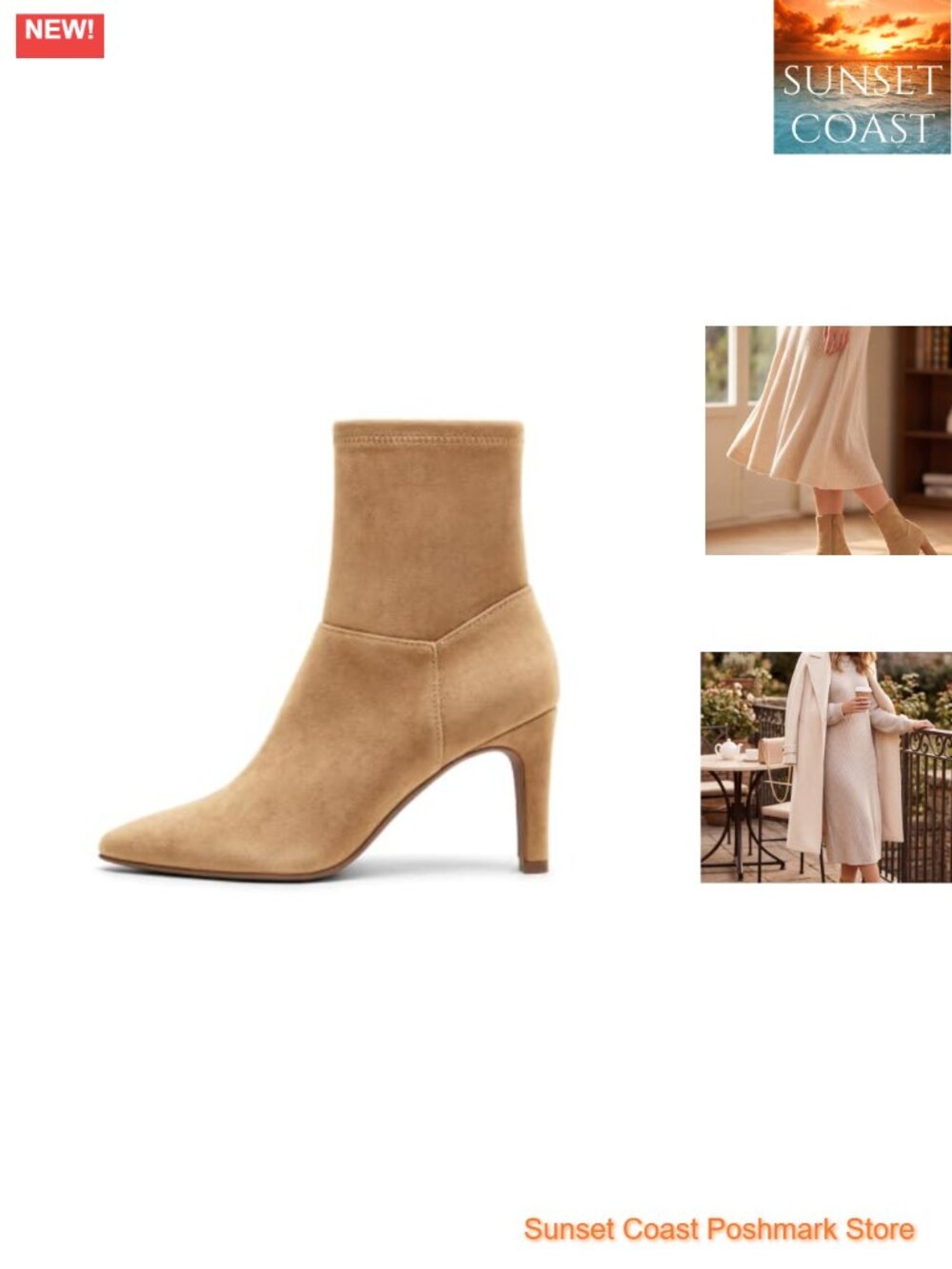 Womens Ankle Boots Chunky High Heel Square Toe Side Zipper Dress Booties